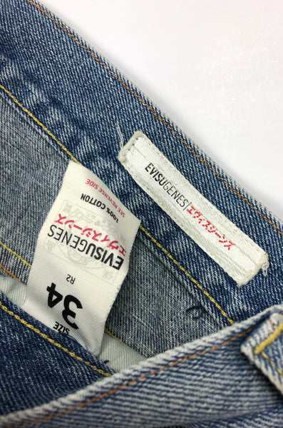 Evisu White Splashed Washed Denim Jean