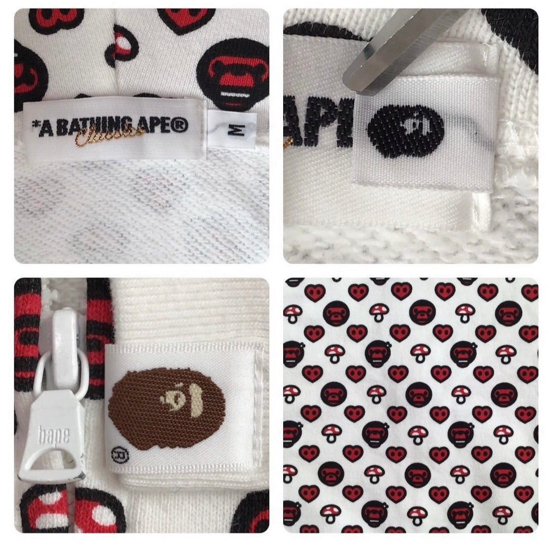 BAPE BABY Milo Valentines Day Nintendo Monogram Full-Zip Hoodie