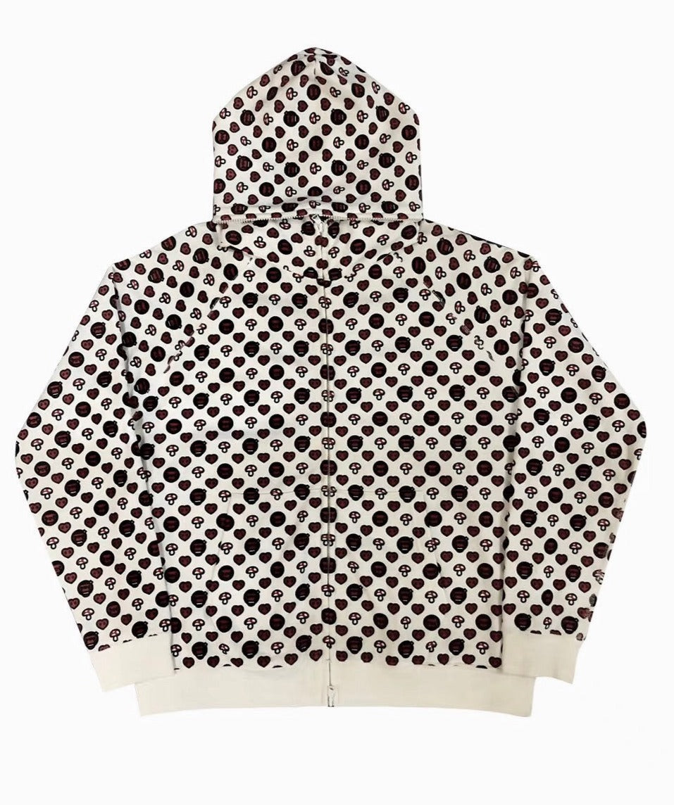 BAPE BABY Milo Valentines Day Nintendo Monogram Full-Zip Hoodie