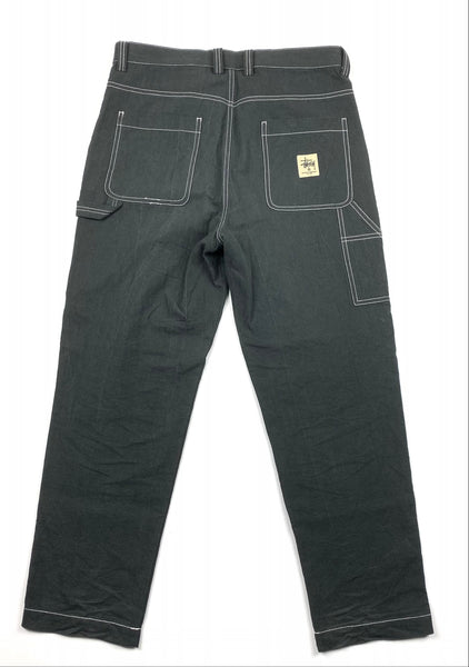 Stussy Linen Charcoal Double Knee Work Pant