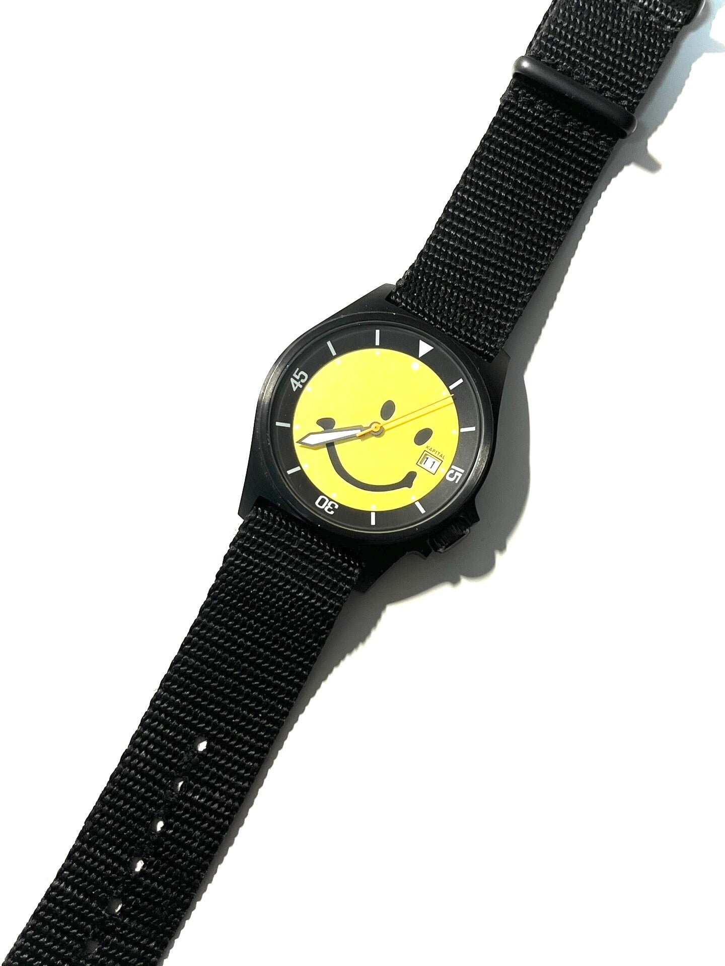 Kapital Smiley Black Nato Watch