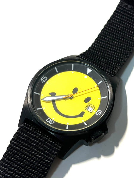 Kapital Smiley Black Nato Watch