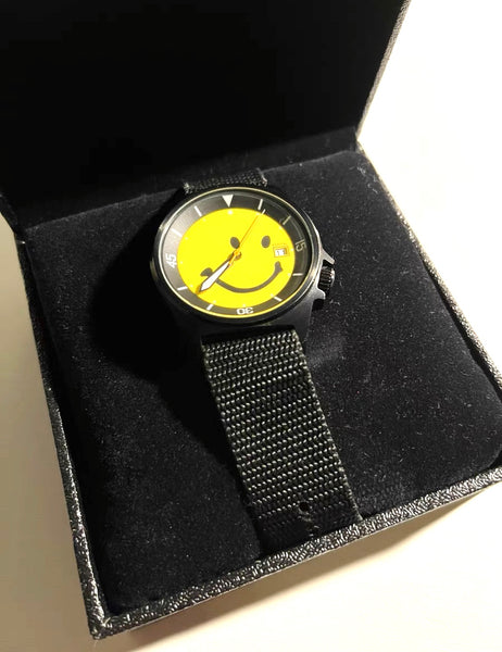 Kapital Smiley Black Nato Watch