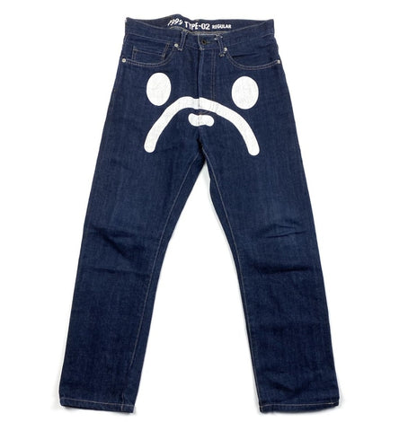 BAPE OG Milo Sad Face Denim Jean Indigo