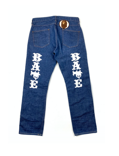 BAPE OG Gothic Font Raw Denim Jean