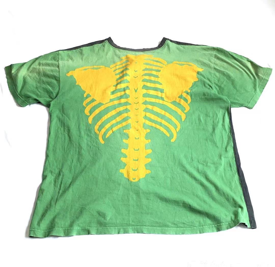 Kapital Redux Skeleton Yellow On Green Tee